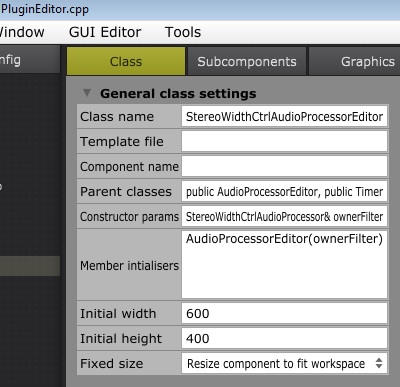 Juce GUI Class Settings